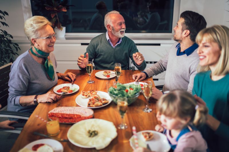family sharing a dinner together